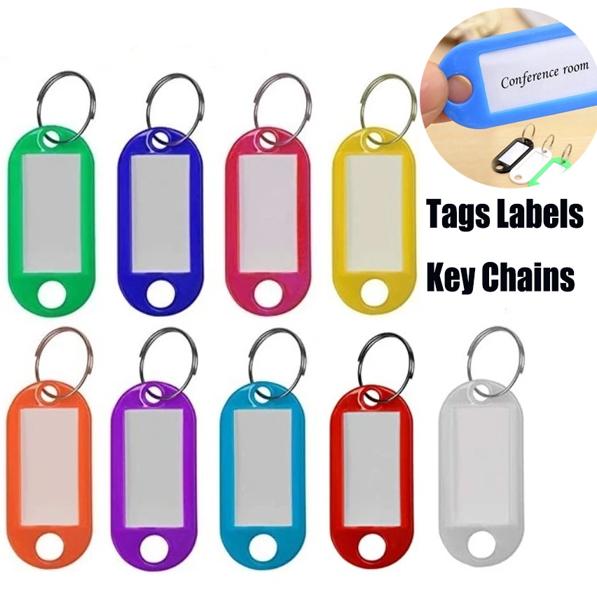 [HOT Sale] Koper Plastik Luggage Tag Nama Gantungan Kunci Dekorasi Liontin Kartu Klasifikasi Nomor Hotel Multicolor Gantungan Kunci Aksesoris Keychain ID Label Split Ring Keychain