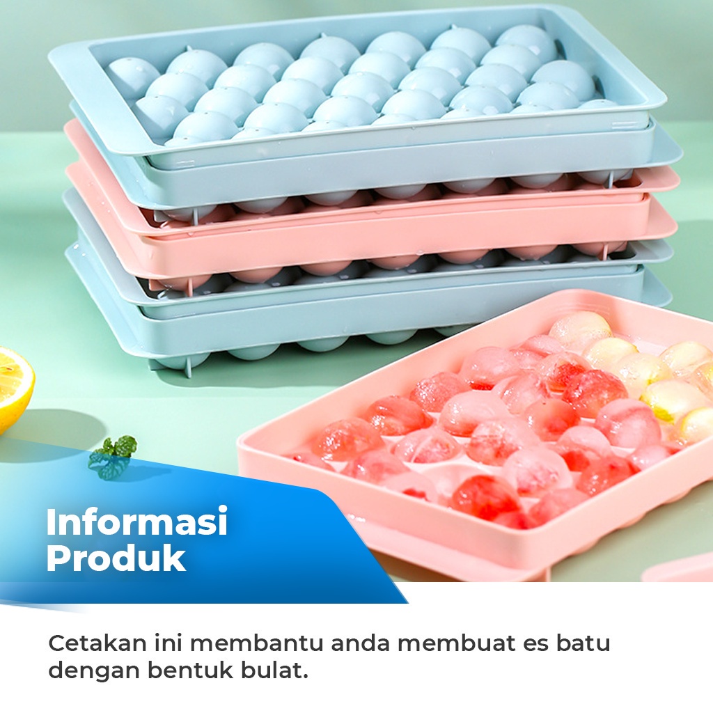 Cetakan Jelly Es Batu Bulat Ice Cube Puding Silikon Lentur 33 Lubang