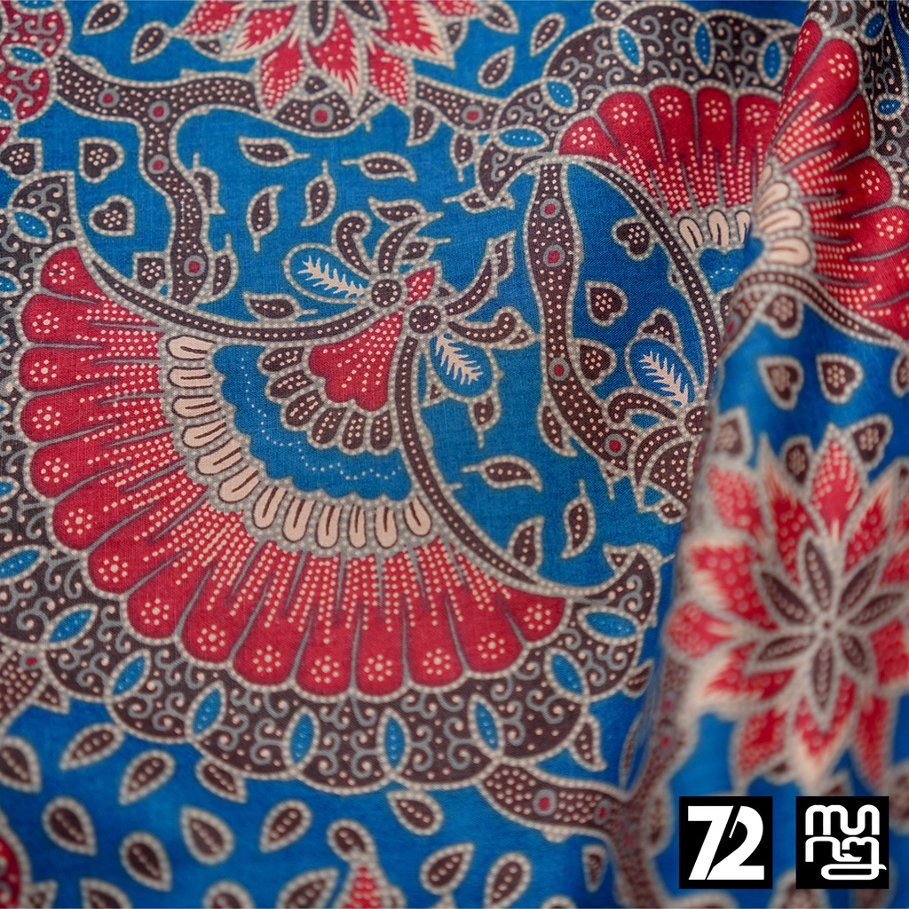 KAIN BATIK PREMIUM Bahan Katun Motif Godong Kembang Warna Biru 723490 Cap 72 Jarik Jarit Samping Kebat Panjang Batik Katun Modern Premium Bahan Seragam Batik Pernikahan Kantor Keluarga Murah Kamen Jadi Batik Bali Lembaran