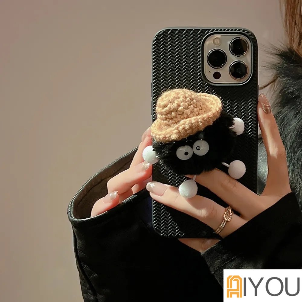 IPHONE Cute 3D Plush Briket Boneka Sweater Tekstur Casing Ponsel Untuk Iphone14 12 13 11 Pro ProMax Plus X XR Xsmax Shockproof Soft Cover