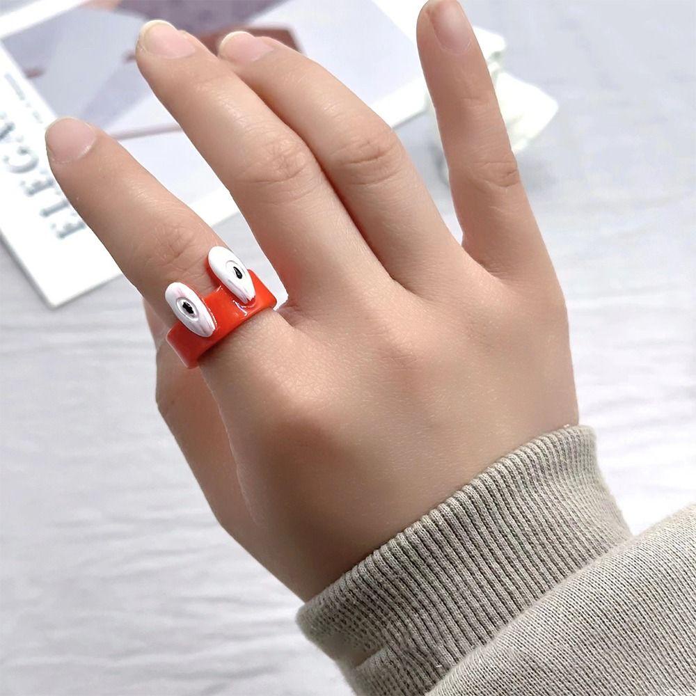 Mxbeauty Spongebob Cincin Lucu Kartun Resin Kpop Perhiasan Tetes Minyak Akrilik Populer Aksesoris