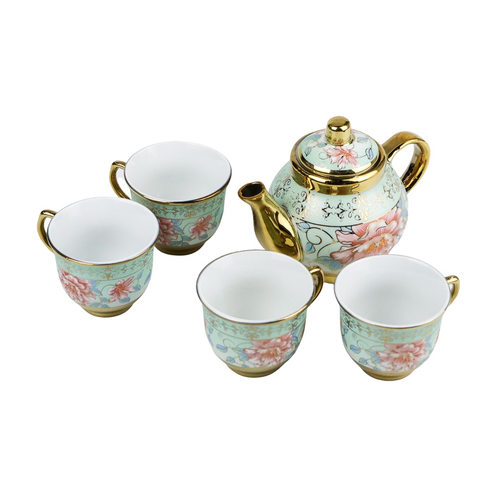 Cangkir Teko Keramik Set 4 Cups 1 Pot European Style B140