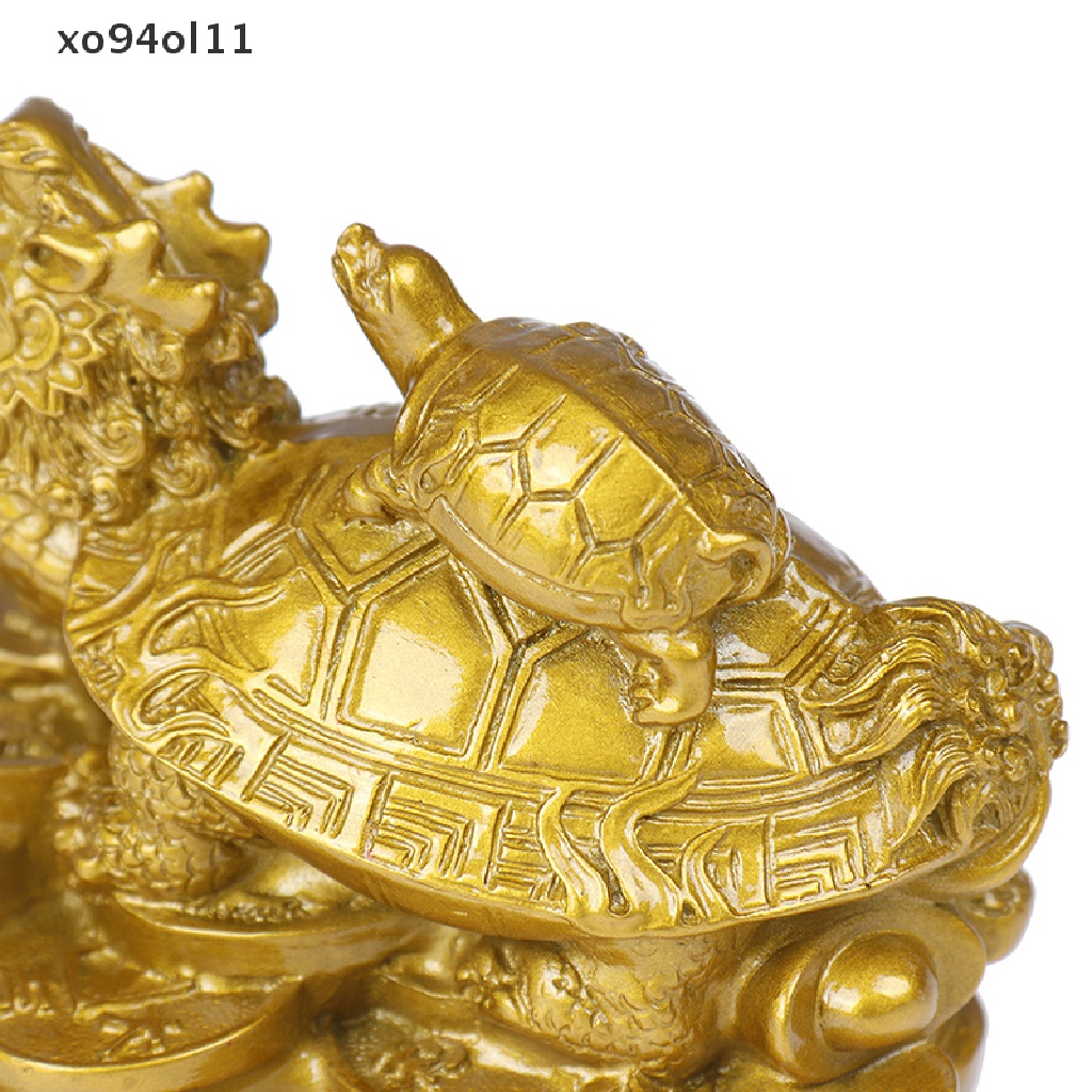 Xo 1Pc Patung Emas Feng Shui Naga Kura Kura Kura Figurine Koin Uang Kekayaan Keberuntungan OL