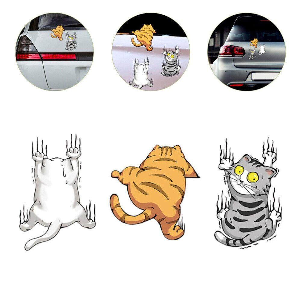 POPULAR 3pcs Stiker Kendaraan Kucing New Praktis 3lembar Car Decals