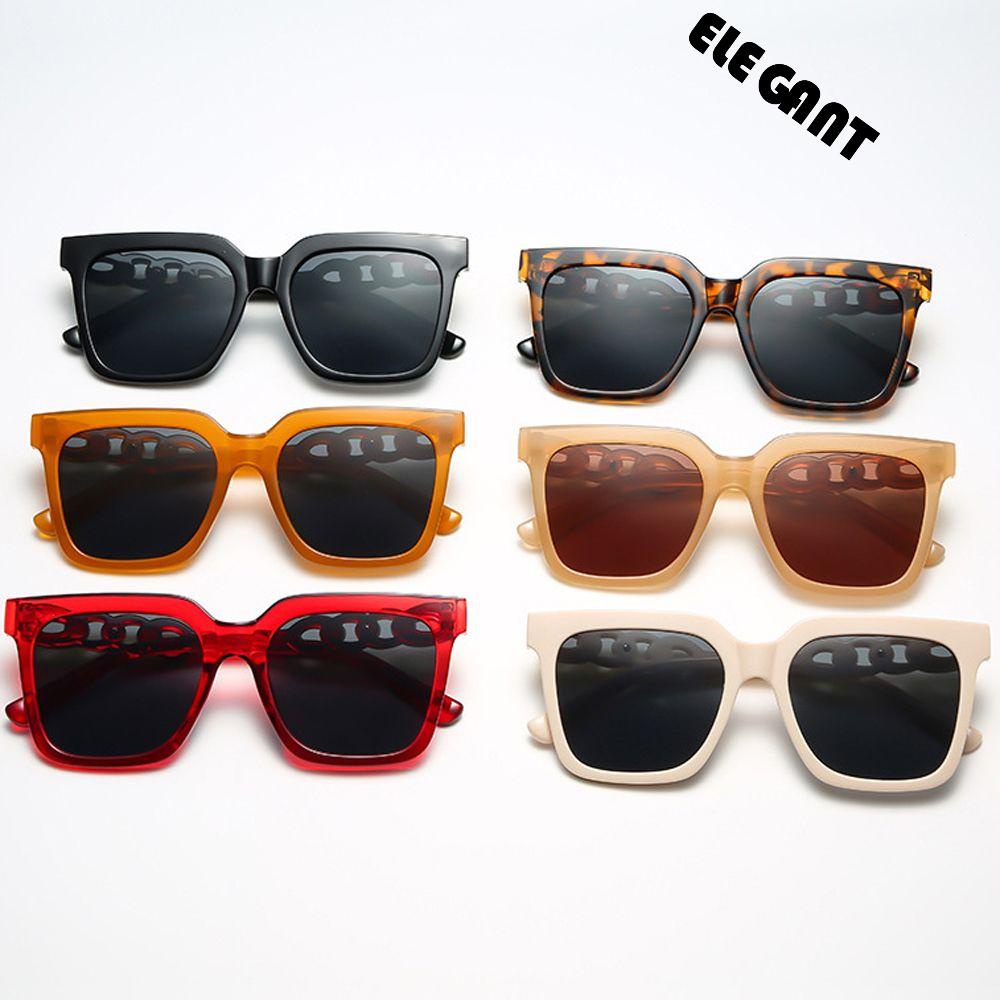 [Elegan] Kacamata Hitam Persegi Mewah Vintage Travel Jelly Warna UV400 Outdoor Wanita Eyewear