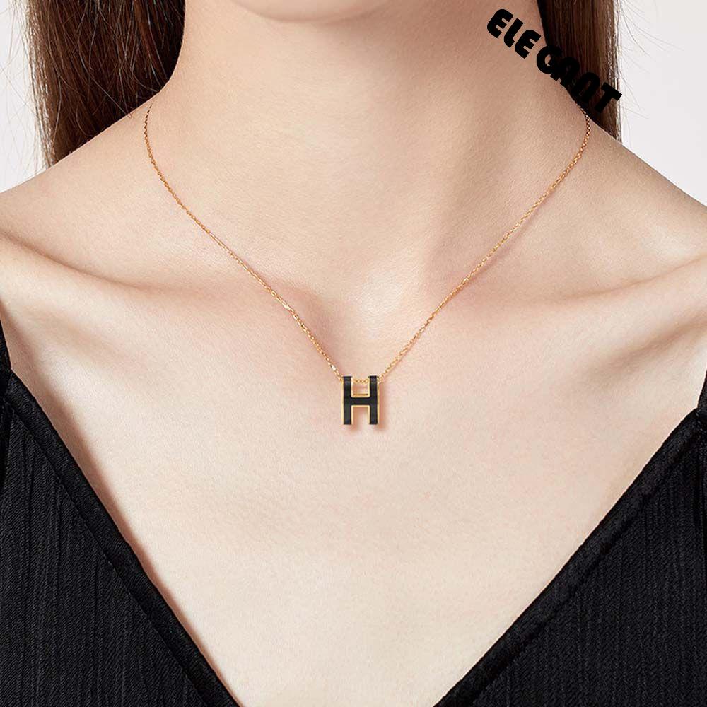 [Elegan] Huruf H Kalung Temperamen Lucu Wanita Korea Tembaga Aksesoris Harian Perempuan Chokers