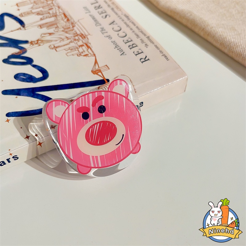 Kartun Lucu 3D Airbag Handphone Stand Phone Holder Transparan Akrilik Teleskopik Adjustable Handphone Grip Stand Holder Bracket Phone Ring Gadget Stand Untuk Semua Case Ponsel