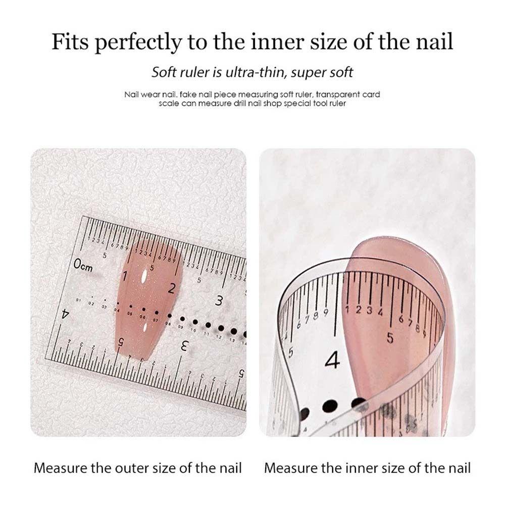 Mxbeauty Nail Measure Ruler Portable Salon Kuku Kuku Palsu Ukuran Bor Paku Rhinestone Size Pengukur Dimensi Aksesoris Kuku