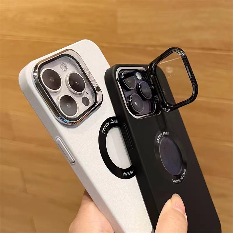 IPHONE Casing Mewah Iphone14 Pro Max Dengan standCase Iphone12 13 Pro Max Pelindung Kamera lens case Tertutup Penuh Perlindungan shockproof hard back cover