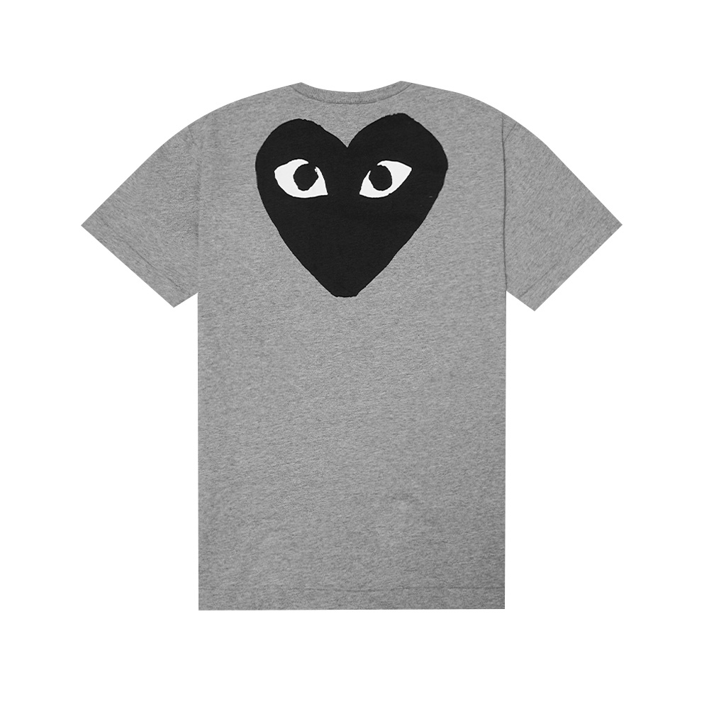 CDG Play Front Text T-Shirt Grey