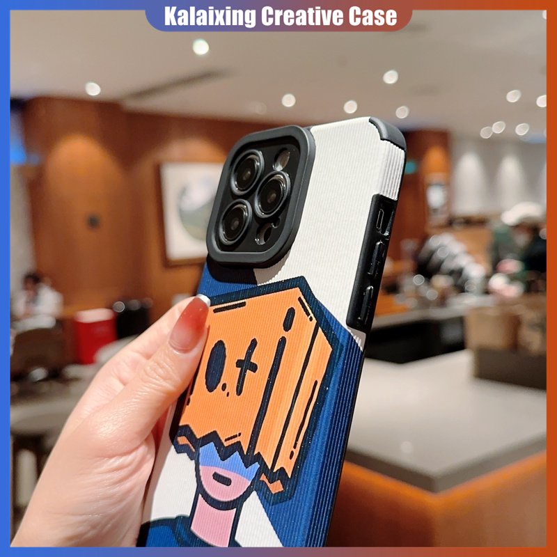 IPHONE Casing Ponsel Bahan Kulit Motif Kartun Bertopeng Anak Laki-Laki Dengan Perlindungan Lensa Untuk Iphone14 Pro Max13 12 11 X Xs XR Xs Max7Per8 Plus