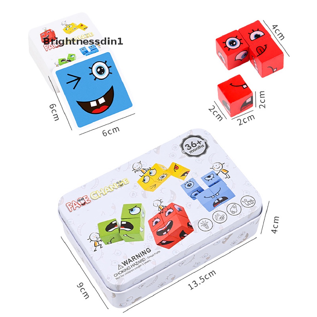 [Brightnessdin1] Mainan Edukasi Anak Emosi Ubah Ekspresi Puzzle Cube Table Games Boutique