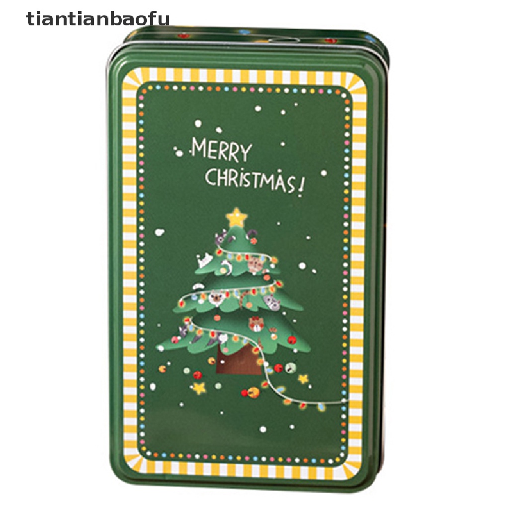 [tiantianbaofu] Hadiah Tahun Baru Kemasan Tin Box Merry Christmas Santa Claus Candy Cookies Box Butik