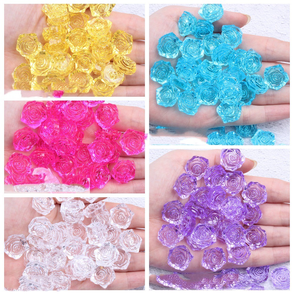 4pcs Charm Sepatu Kancing Seri Mawar Transparan -Croc/jibz/Button Croc/Charm/DIY