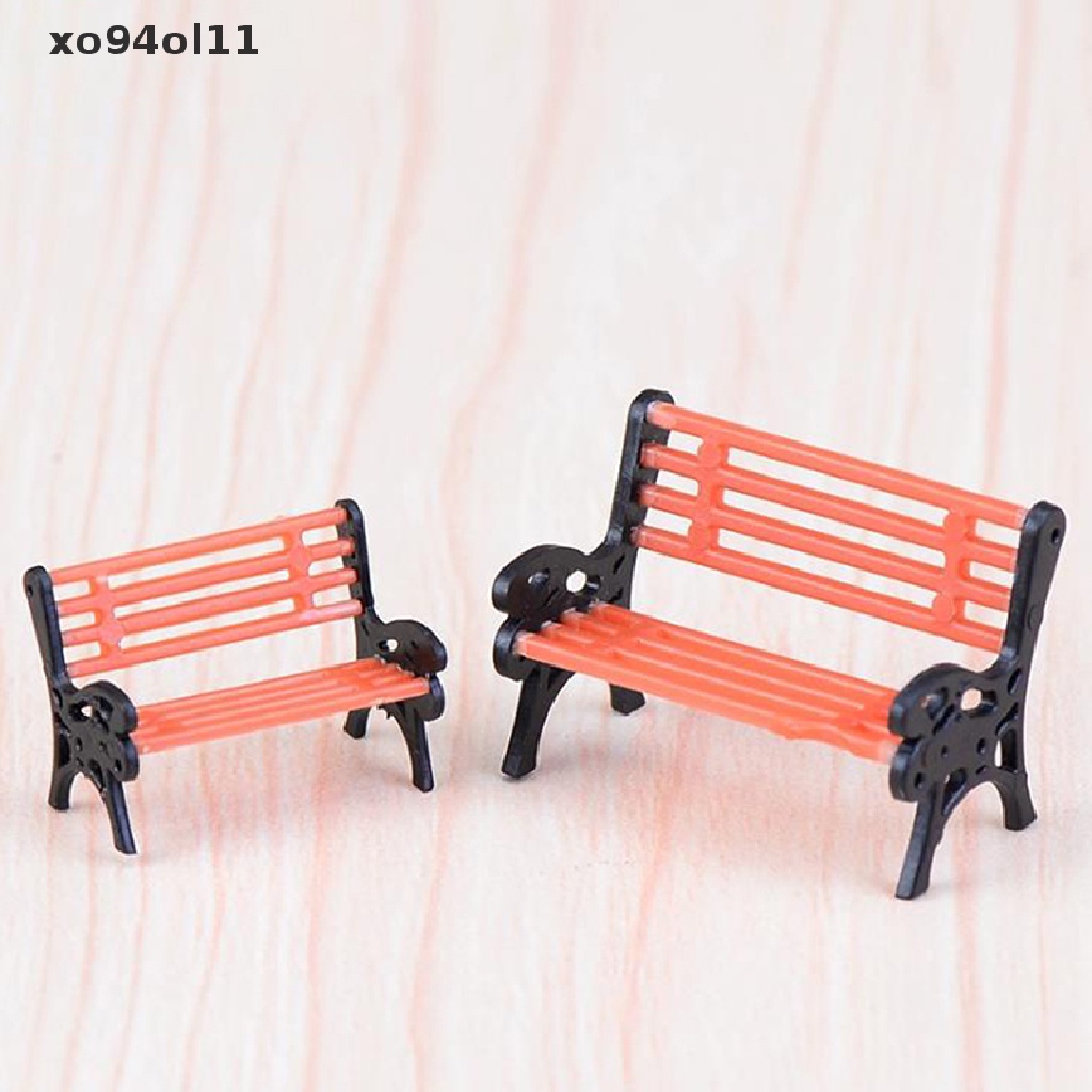 Xo 2Pc Ornamen Taman Mini Miniatur Bangku Kursi Taman Micro Landscape Dekorasi OL