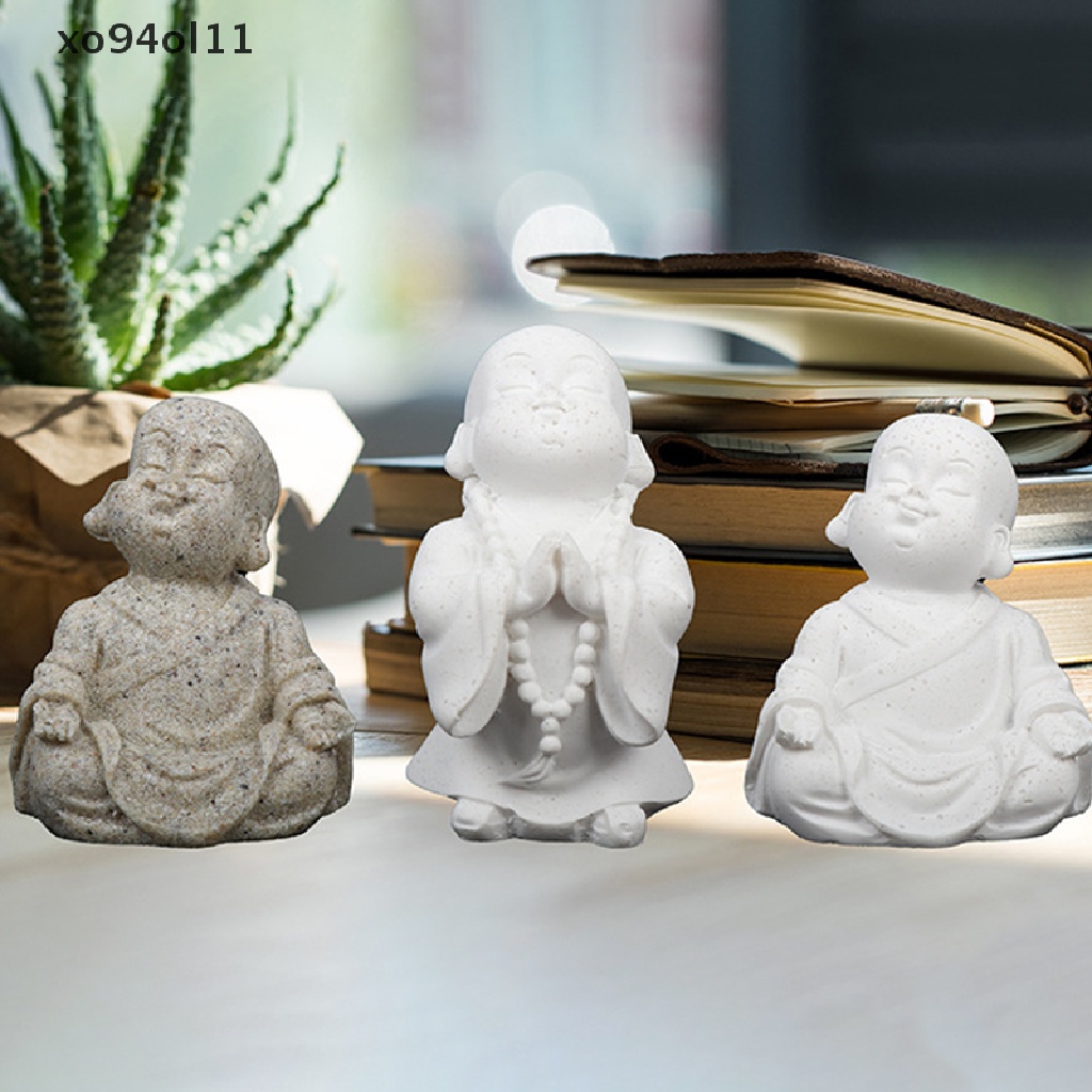 Xo Patung Biksu Kecil Yang Lucu Sandstone Chinese Budha Statuettes Home Decor Gift OL