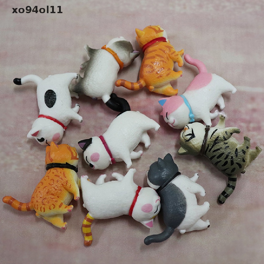 Xo 9pcs/set 5cm Mainan Figure Kucing Lucu Buatan Miniatur Patung Dekorasi Rumah OL