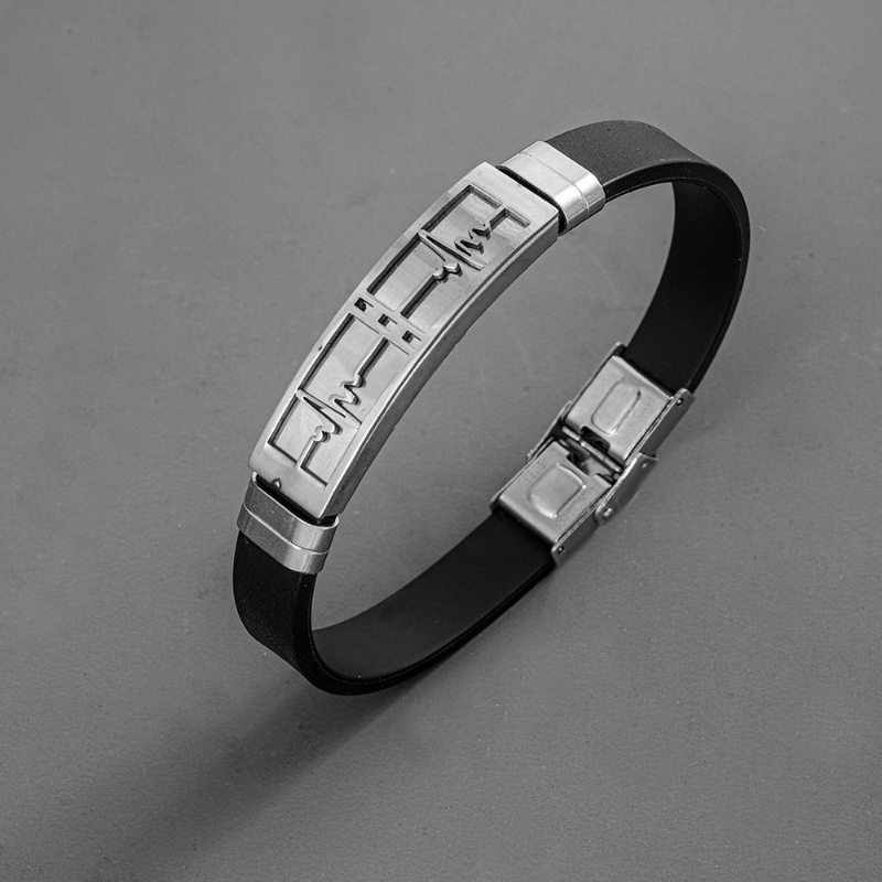 Z H Perhiasan Vintage Hip Hop Rock Stainless Steel Sonic Gelang Silikon Untuk Pria Dan Wanita Fashion Pasangan Gelang Hip Hop Pesta Perhiasan Aksesoris