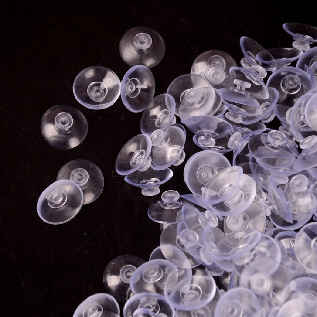 [HeavenDenotation] 50pcs Baru Bening Transparan Gantungan Kamar Dapur Kamar Mandi Suction Cup Sucker 20mm HDV