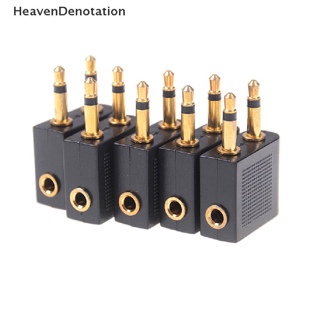 [HeavenDenotation] 5pcs 3.5mm pro airline airplane Adaptor Colokan jack headphone Berlapis Emas HDV