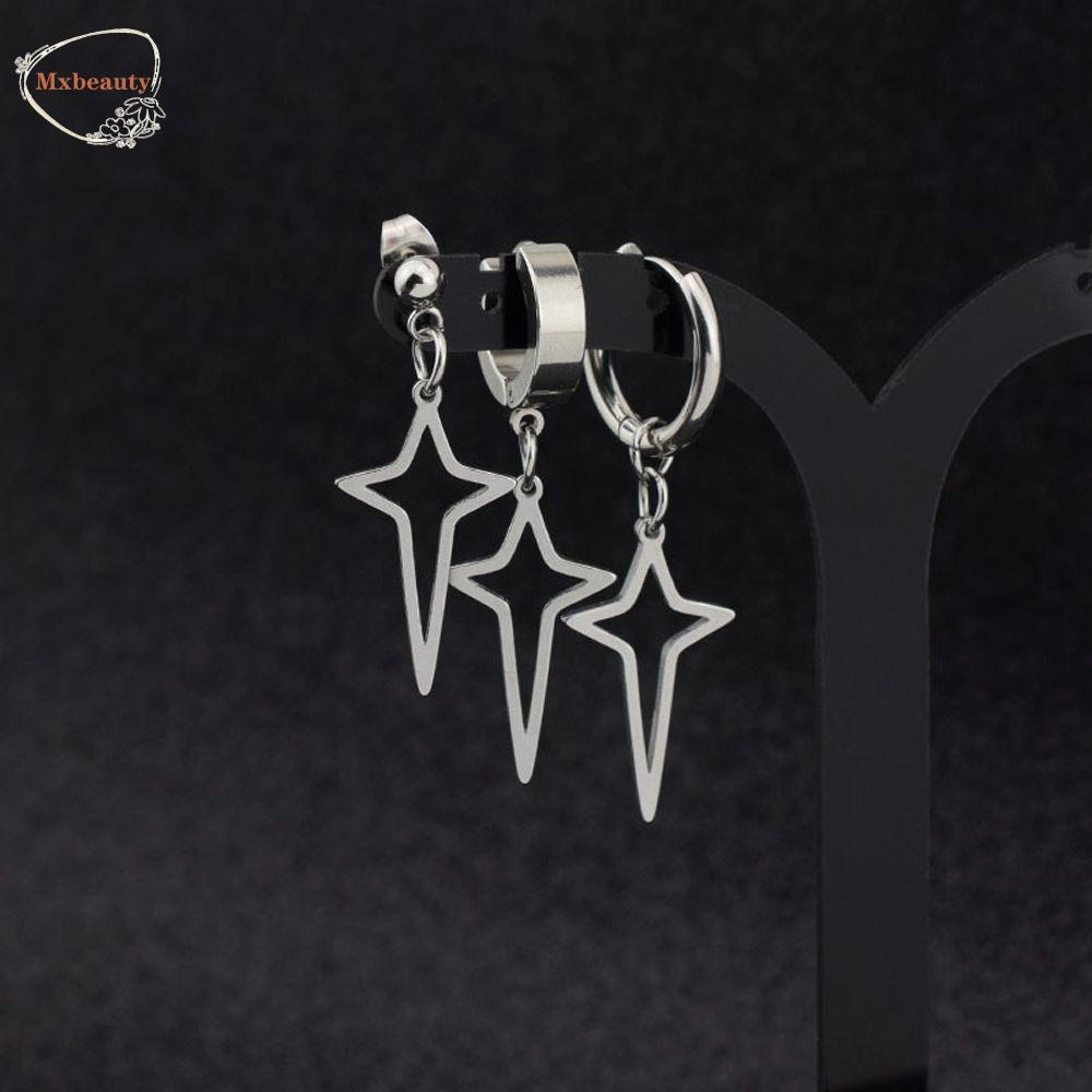 Mxbeauty Punk Cross Bintang Anting Geometris Unisex Anting Klip Anting Hoop Pesta Ear Studs Wanita Earrings