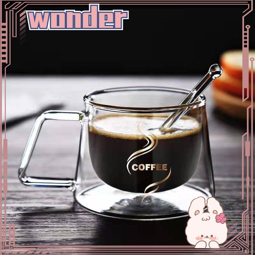 Wonder 200ml Cangkir Kopi Teh Tahan Panas High Borosilicate Double Wall Breakfast Mug