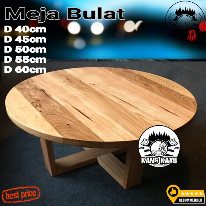 Meja bulat lesehan minimalis modern coffee kayu serbaguna