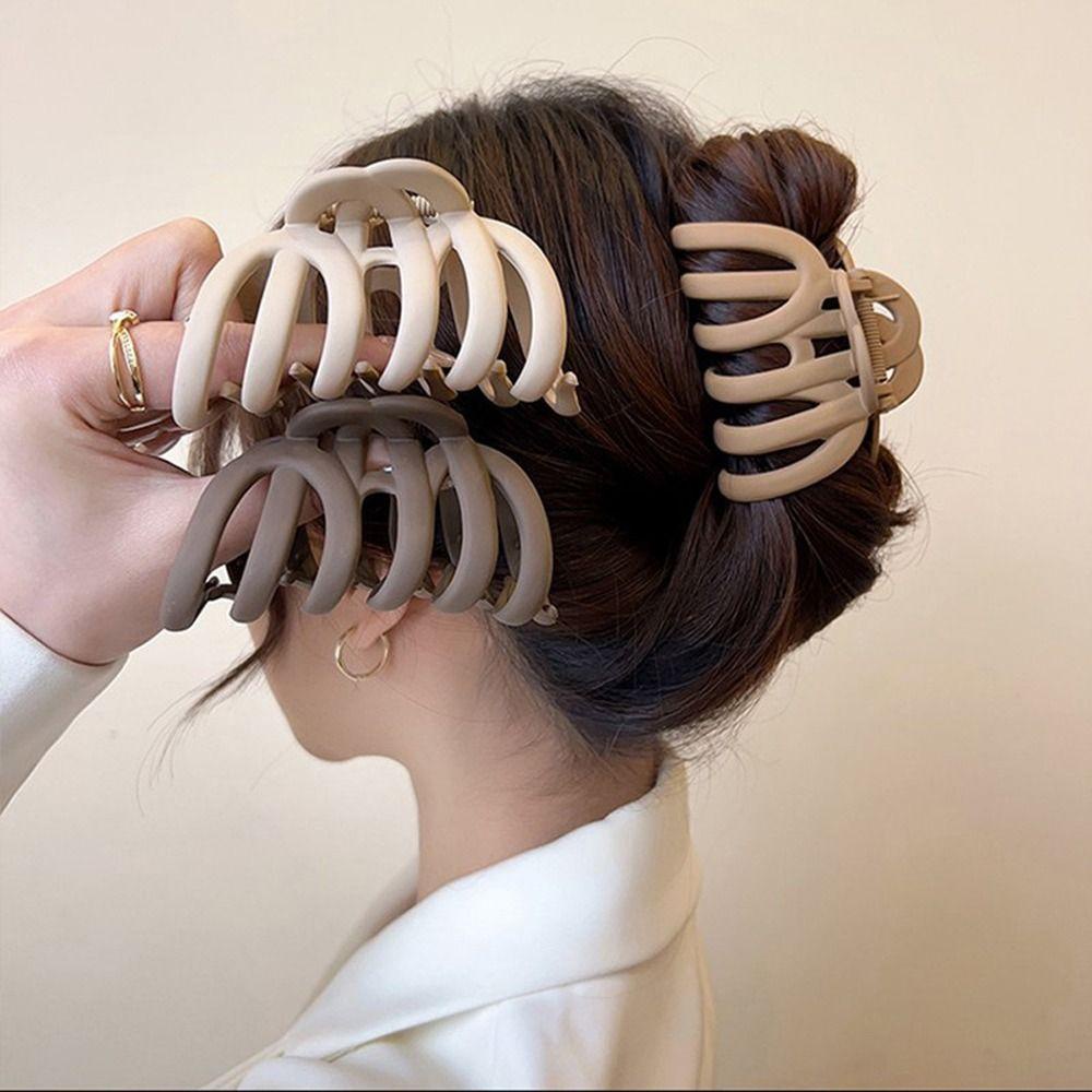 Agustinina Plastik Cakar Rambut Aksesoris Rambut Pesta Sederhana Bergaya Hiasan Kepala Tidak Teratur Jepit Rambut Berongga Matte Hair Claw Large Hairgrips Korea Hair Clip