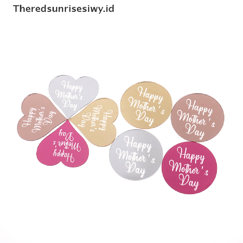 # Kado Mom &amp; PAPA DIY # 10pcs Topper Cupcake Happy Mother's Day Bahan Akrilik Emas Topper Kue Untuk Ulang Tahun~