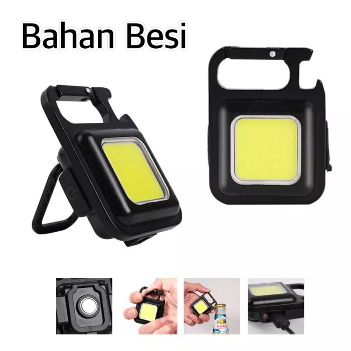 Lampu COB Magnet LED Terang Carabiner Gantungan Kunci Senter Camping