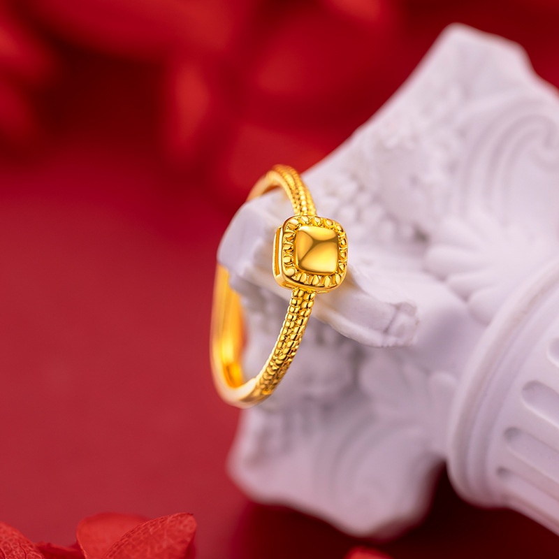 Goldkingdom Perhiasan Fashion 24K Bangkok Aksesoris Ready Stock Cincin Gula Batu Cincin Lilit Lapis Emas