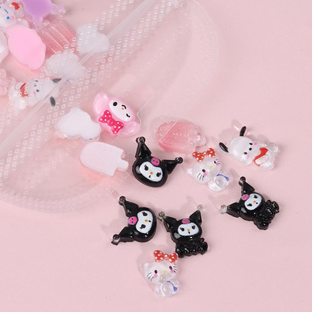 Mxbeauty Kartun Dekorasi Kuku Lucu Jepang Kuromi Kitty Cat Manicure Aksesoris Hiasan Kuku 3D Nail Art Drills