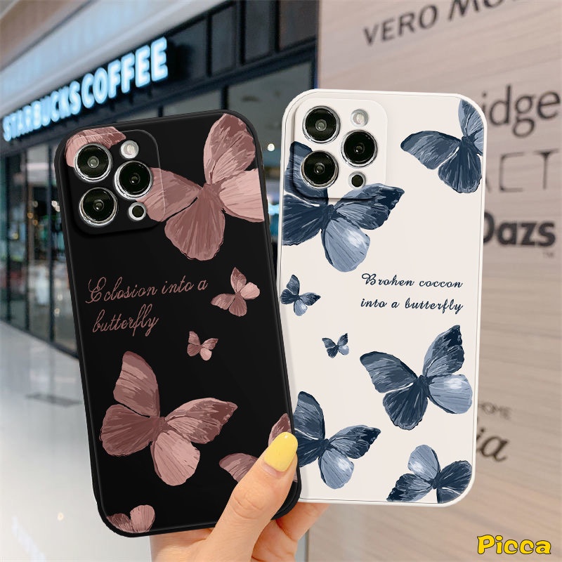 Fashion Retro Fantasy Butterfly Case Realme C11 C25s C35 C33 C20 C15 5 6i 10 9i C12 C31 C25Y C30 C25 8 Pro 9 8 5i 7 C21Y C17 10 C21 8i C3 7i Motif Samping Tepi Lurus Soft Tpu Sarung