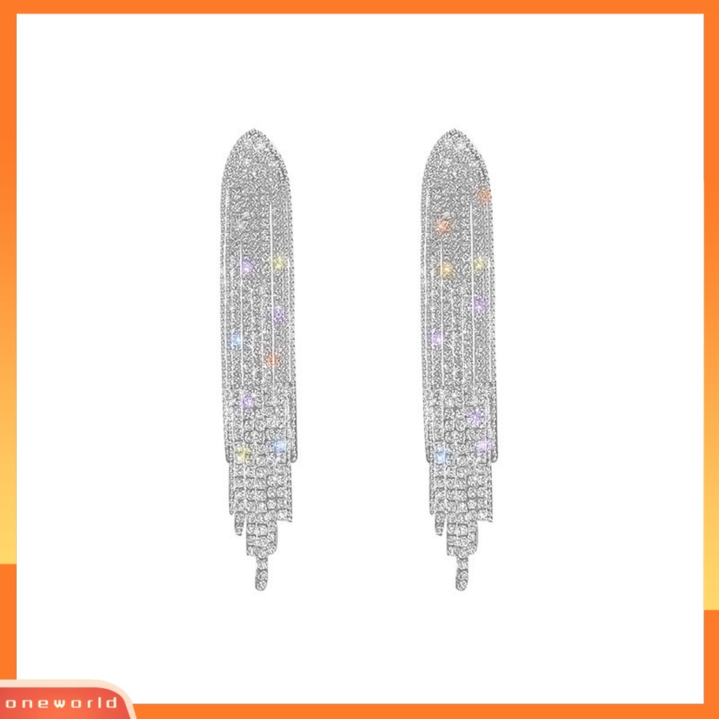 [EONE] 1pasang Menjuntai Anting Bling Berlian Imitasi Elegan Hadiah Bohemian Logam Jumbai Wanita Stud Earrings Fashion Perhiasan