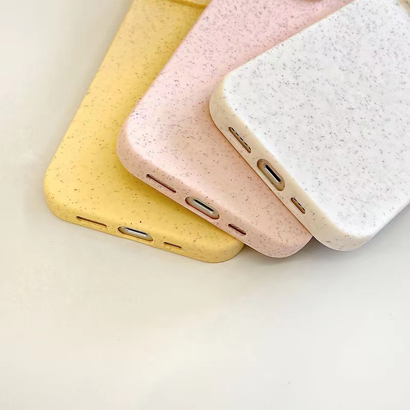 IPHONE Warna Solid Telinga Gandum Ramah Lingkungan Biodegradable Phone Case Untuk Iphone11 12 13 14 X XS XR Case Cover