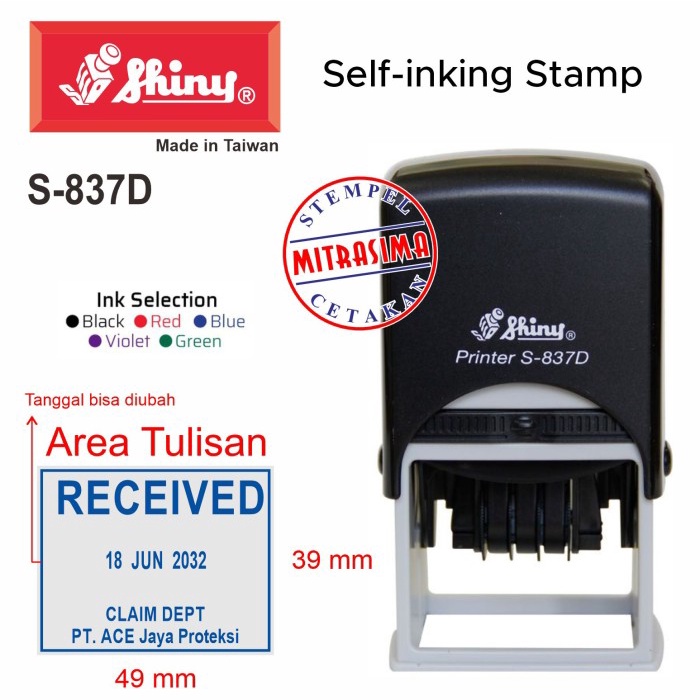 

Stempel Shiny S-837D ( S837D persegi dengan tanggal Tipe S 837D )