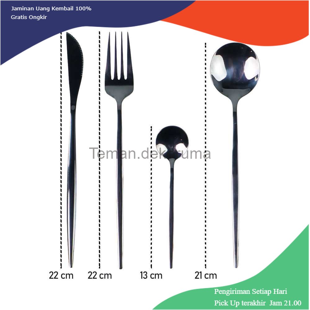 TD - RTG Tander Cutlery Set Alat Makan Sendok Garpu Stainless Steel 24 PCS - TD-4128