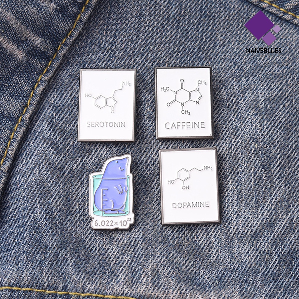 &lt; Naiveblues &gt; Pin Bros Bentuk Persegi Huruf Aksesori Geometri Cocok Bros Pakaian