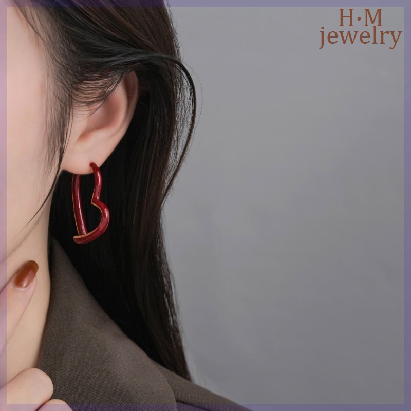 S925 Perak2023Baru Trendi Cinta Dingin Anting Hati Anting Bermutu Tinggi