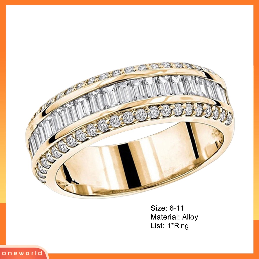 [EONE] Wanita Cincin Sederhana Simetris Berkilau Tiga Baris Berlian Imitasi Knuckle Ring Perhiasan Pengantin