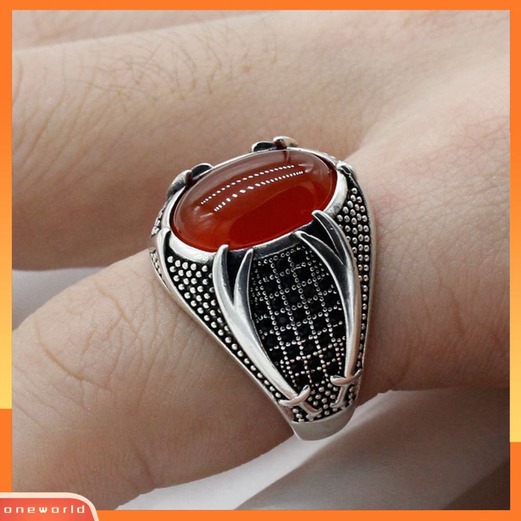 [EONE] Pria Cincin Retro Berlian Imitasi Hias Alloy Pria Vintage Pedang Ganda Jari Cincin Perhiasan Untuk Pesta