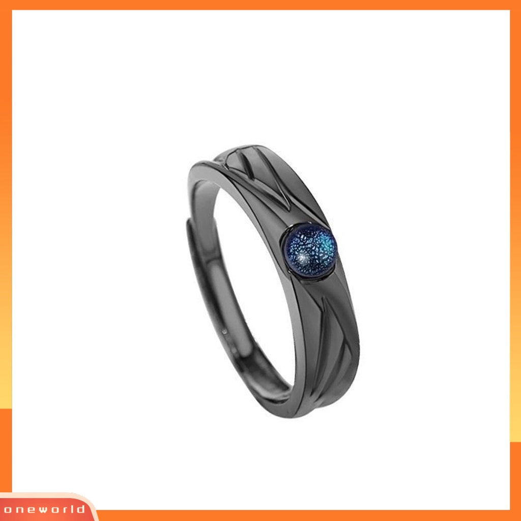 [EONE] Cincin Couple Vintage Glazed Black White Faux Moonstone Desain Pembukaan Yang Dapat Disesuaikan Hadiah Hias Tren Siswa Terbuka Cincin Perhiasan Pakaian Sehari-Hari