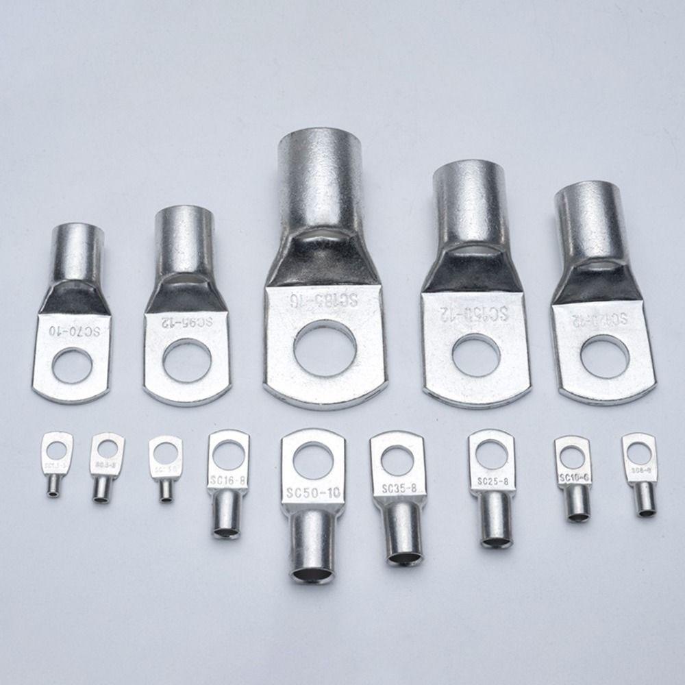 SUYO 10pcs Wire Nose Terminal Crimp 6mm 8mm 10mm Lubang Baut Kaleng Tembaga Lugs Ring