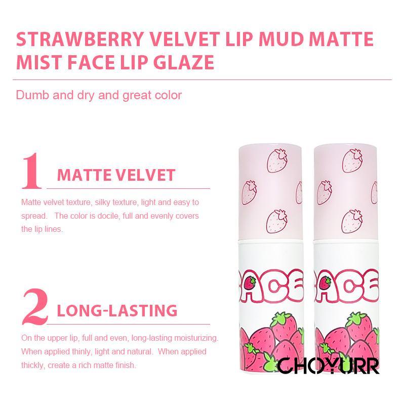 【COD】CACE Lip Clay Velvet Matte Strawberry Pink Lip Mud Mist Matte Lip Glaze Korea Tahan Lama-CH