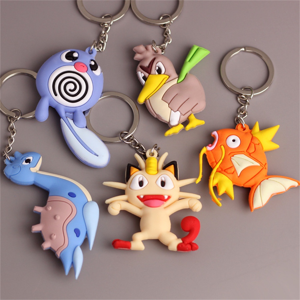 Pendant Pokemon Gantungan Kunci Silikon Liontin Tokoh Aksi Anime Pikachu Gantungan Kunci Kartun Mode Charmander Boneka Psyduck Tas Mobil Liontin Hadiah Anak Perempuan