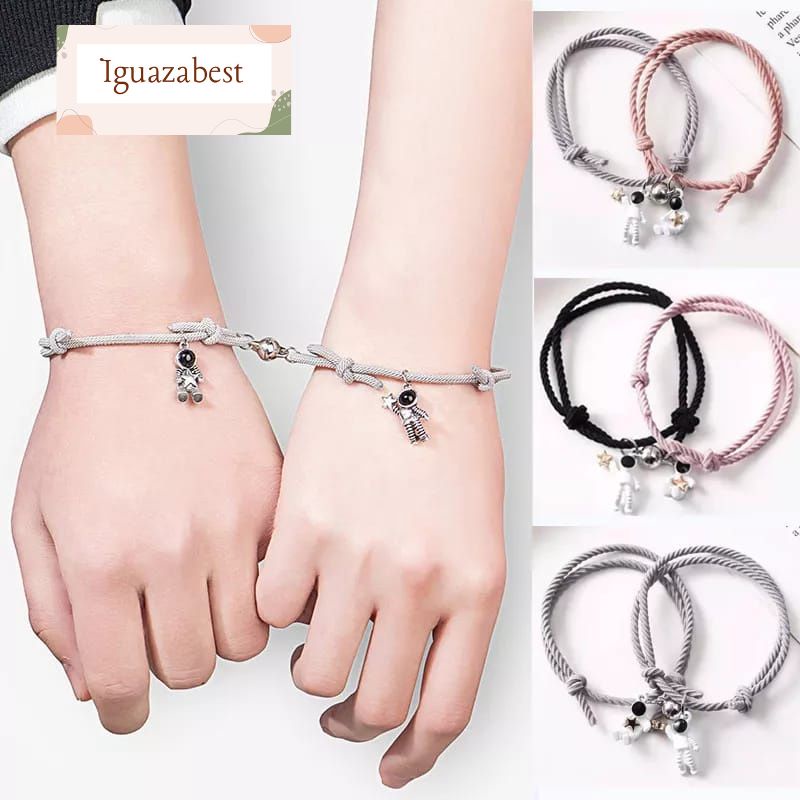 Gelang Couple Magnet Astronot 2Pcs Pasangan Pria &amp; Wanita Atau Sahabat Best Friend