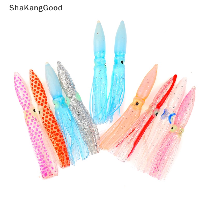Skid 10pcs/lot Rok Cumi Bercahaya Lembut Lure Malam Memancing Umpan Glow Karet SKK