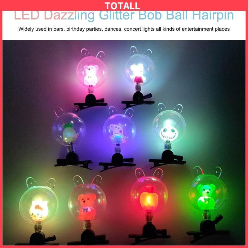 COD Jepit rambut bola bobble pemancar cahaya LED Kartun kreatif Hiasan kepala yang lucu-Totall