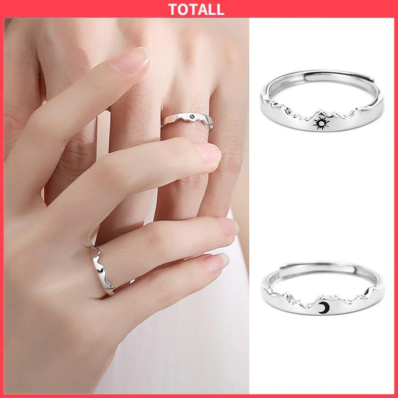 COD Cincin Matahari dan Bulan Cincin Pasangan Ukuran yang Dapat Disesuaikan-Totall