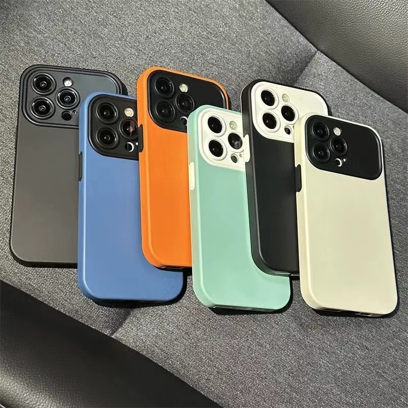 IPHONE Casing Silikon Two-in-one Jendela Besar Untuk Iphone14 13 12 11 Pro X XS Max XR 14Plus Casing Pelindung Soft Cover Anti Jatuh